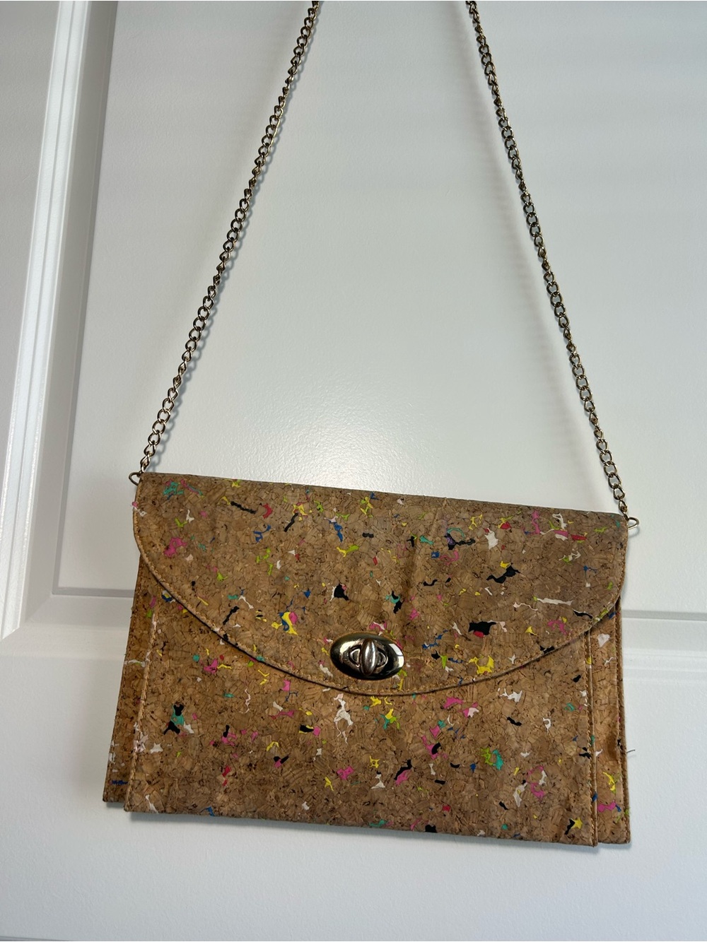 Street Level Cork Crossbody Bag with Multicolor Speckle
